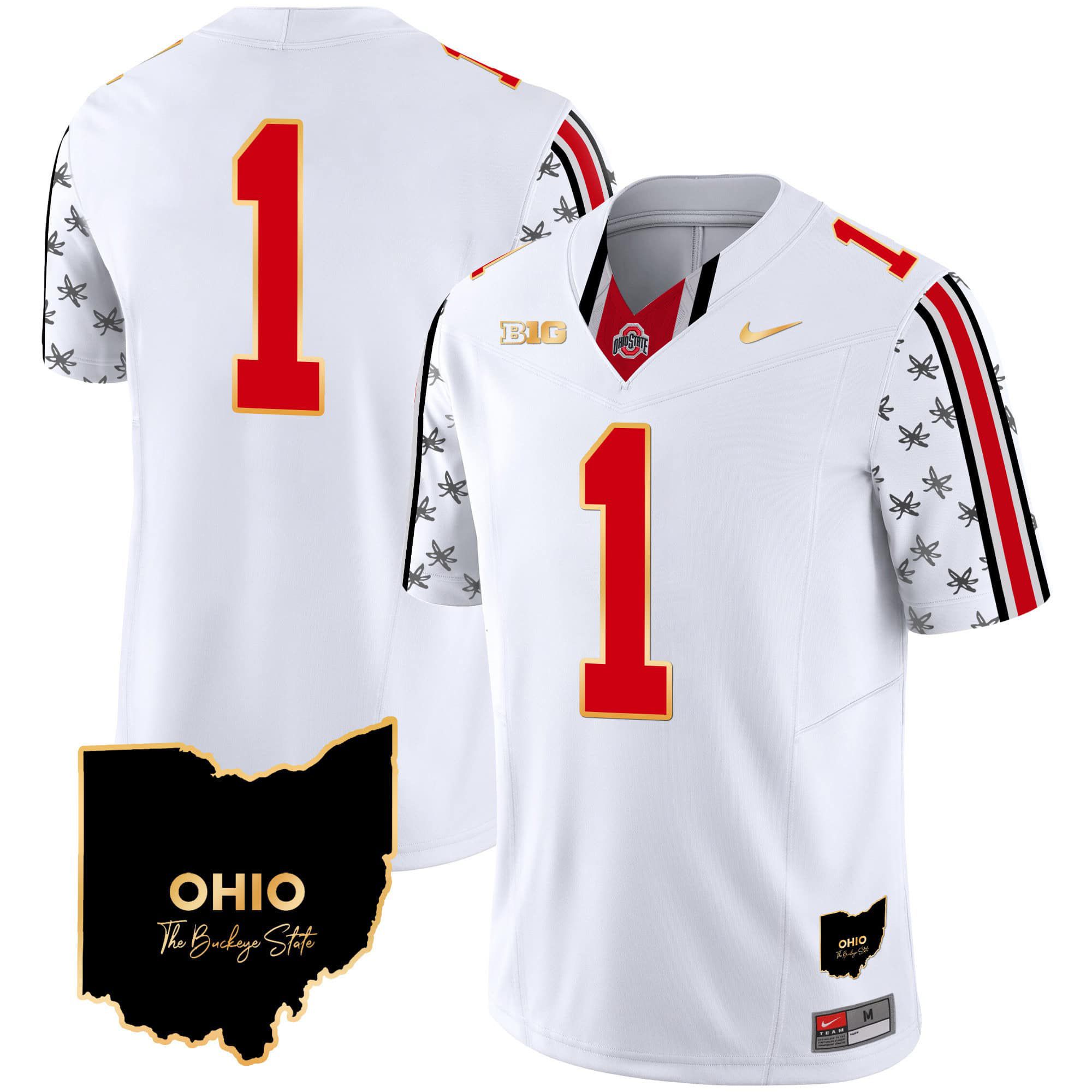 Men Ohio State Buckeyes #1 No Name White 2024 Nike Home Patch Gold Trim Vapor Limited NCAA Jersey->indianapolis colts->NFL Jersey